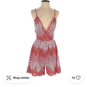Elegant Red and White Lace Romper